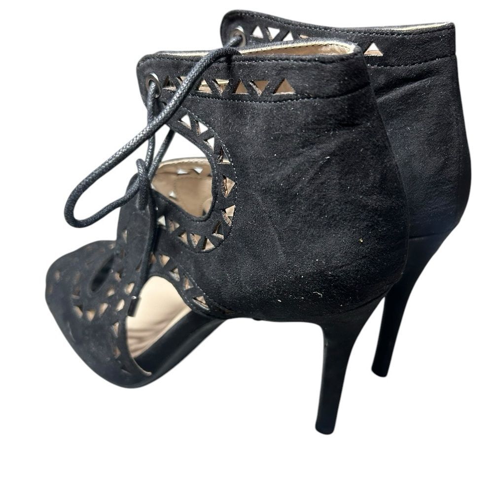 Women's Black Lace Up Heel Size 8 Summer Vacation Feminine Goth Whimsygoth Vamp - Picture 6 of 10